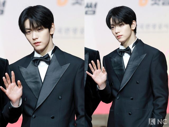 그룹 투모로우바이투게더(TOMORROW X TOGETHER) 수빈이 25일 인천시 중구 운서동 인스파이어 아레나에서 진행된 ‘2025 SBS&nbsp;가요대전’ 공연에 앞서 레드카펫을 밟고 있다. 사진=김규빈 기자