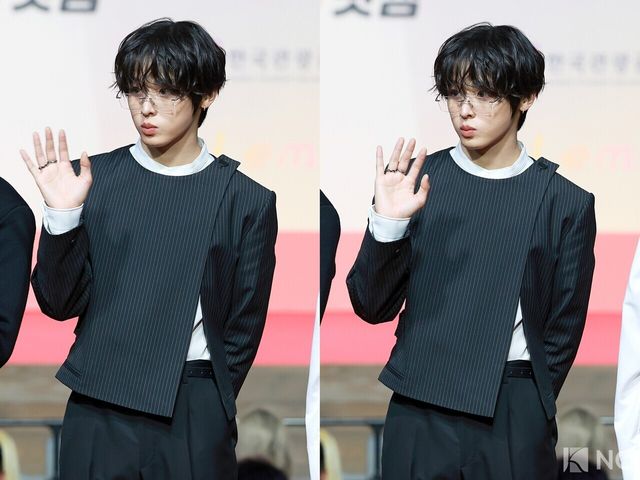 그룹 엔시티 위시(NCT WISH) 리쿠가 25일 인천시 중구 운서동 인스파이어 아레나에서 진행된 ‘2025 SBS&nbsp;가요대전’ 공연에 앞서 레드카펫을 밟고 있다. 사진=김규빈 기자