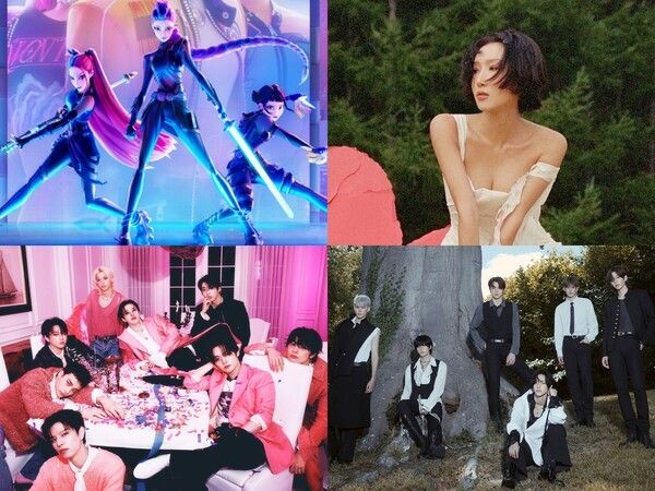 헌트릭스, 화사,스트레이 키즈, 라이즈. 사진=넷플릭스, 피네이션, JYP엔터, SM엔터