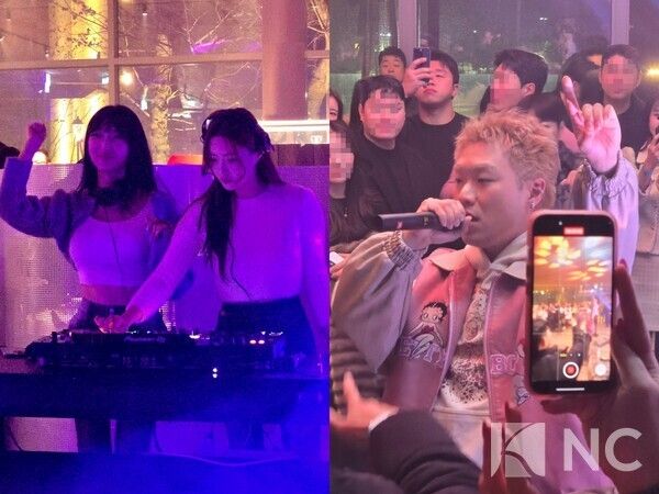 지난 6일 오후 경기도 안산시 대부도 더헤븐리조트에서는 프라이빗 연말 파티 '윈터 글로우 인 헤븐'이 열렸다. DJ파티, 래퍼 쿤디판다의 공연모습.