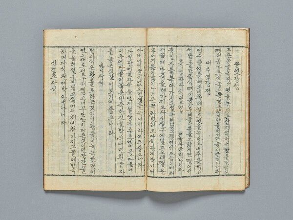 쥬방문조과법, 조선후기. 술, 정과 등 다양한 음식을 만드는 방법을 한글로 기록한 책이다. 제사를 모시고 손님을 맞이하기 위해 음식 준비와 조리는 꼭 필요한 것이었다.