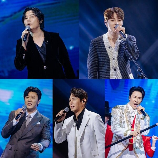 '현역가왕2' 강문경-박서진-진해성-환희-에녹. 사진=크레아 스튜디오