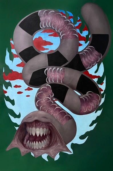 Dice game, oil on cotton, 103×140cm, 2024