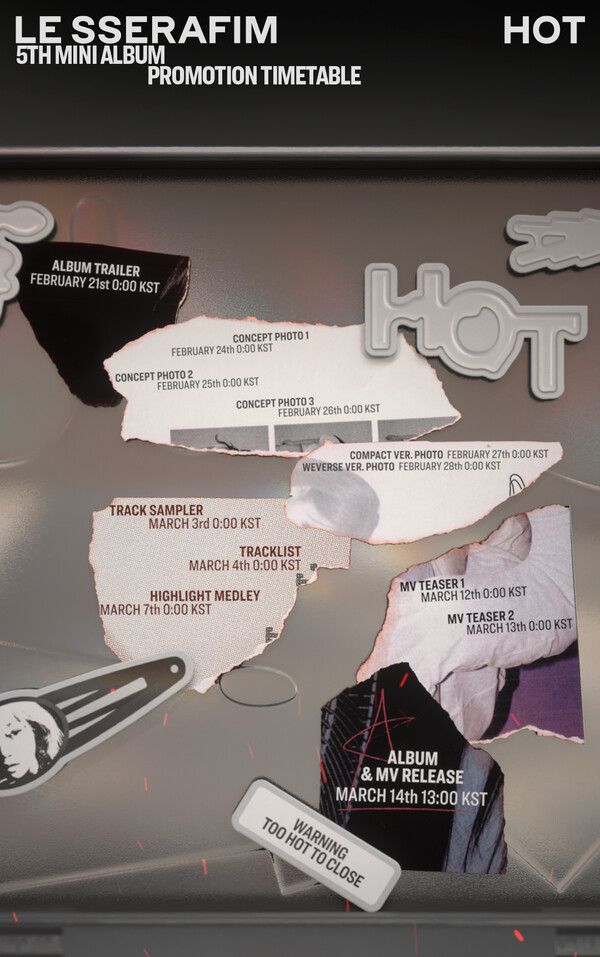 르세라핌 미니 5집 _HOT_ 프로모션 타임테이블. 사진=쏘스뮤직