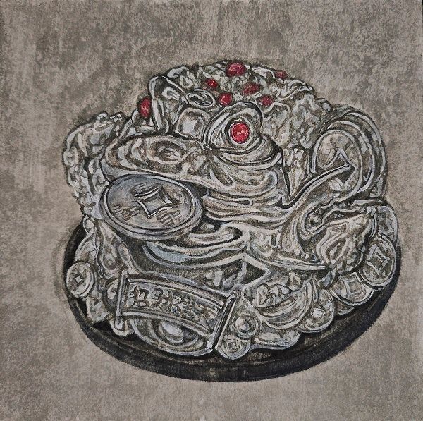 쇠로 만든 혀, 장지에 채색, 20×20cm, 2024