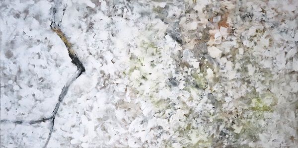 흔적의 기억, 캔버스 장지 닥 금 채색에 먹, 140×70cm, 2025