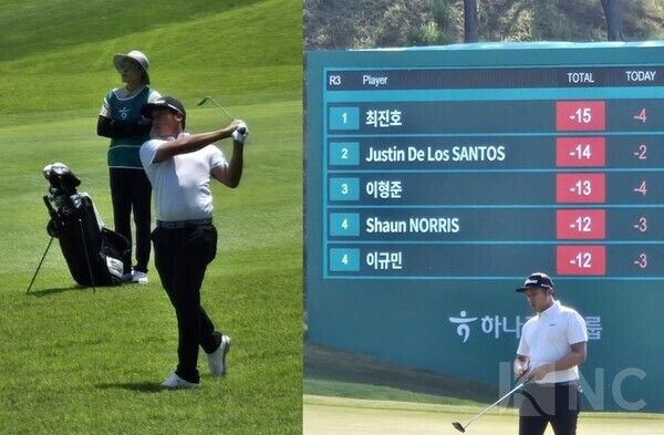 하나은행 인비테이셔널 3라운드에서 1위로 올라선 최진호. 사진=뉴스컬처DB