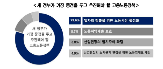새 정부가 가장 중점을 두고 추진해야 할 고용노동정책. 자료=경총