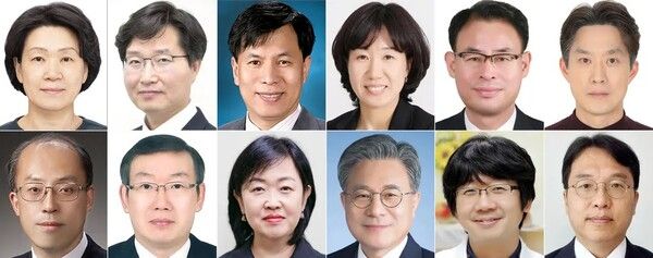 이재명 대통령이 13일 차관급 추가 인선을 단행했다. 윗줄 왼쪽부터 최은옥 교육부 차관, 구혁채 과학기술정보통신부 1차관, 박인규 과학기술정보통신부 과학기술혁신본부장, 강윤진 국가보훈부 차관, 강희업 국토교통부 2차관, 노용석 중소벤처기업부 차관. 아래 줄 왼쪽부터 조원철 법제처장, 이명구 관세청장, 홍소영 병무청장, 허민 국가유산청장, 임승관 질병관리청장, 강주엽 행복중심복합도시건설청장. 사진=대통령실