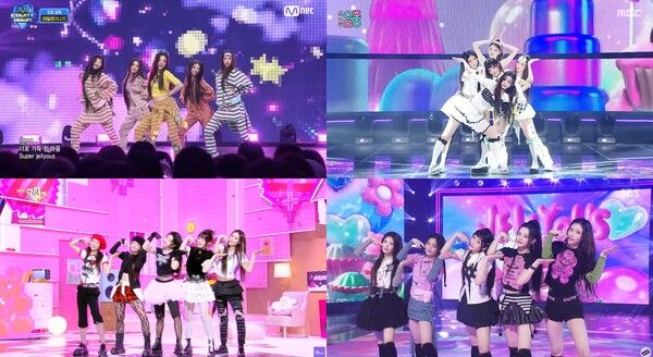아일릿 jellyous 음악방송. 사진=Mnet·KBS2·MBC·SBS 방송화면