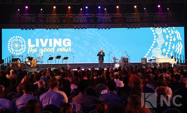 김장환 목사가 호주에서 열린 세계침례교연맹(Baptist World Alliance· 이하 BWA) 제23차 대회에서 환영사를 하고 있다/ 사진= 극동방송 제공.