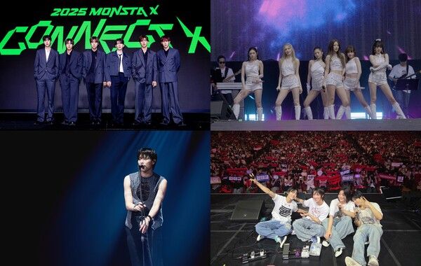 (왼쪽 위부터 시계방향) 몬스타엑스,아이브,드래곤포니,우즈. 사진=카카오엔터테인먼트