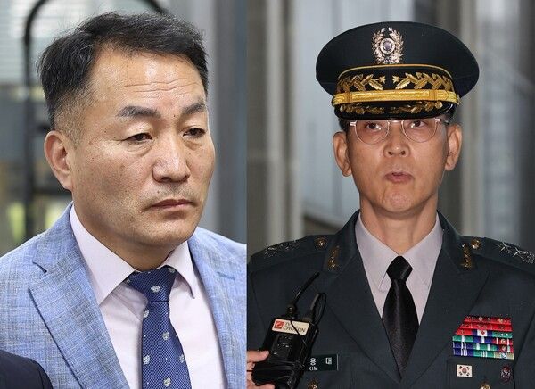김계환 전 해병대 사령관(왼쪽), 김용대 드론작전 사령관. 사진=연합뉴스