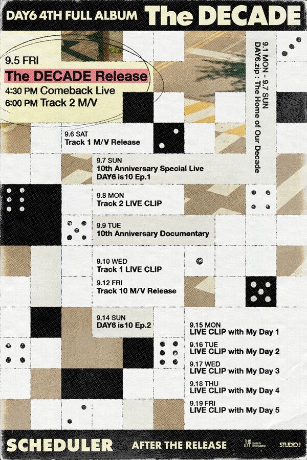 DAY6 'The DECADE' 스케줄러. 사진=JYP엔터테인먼트