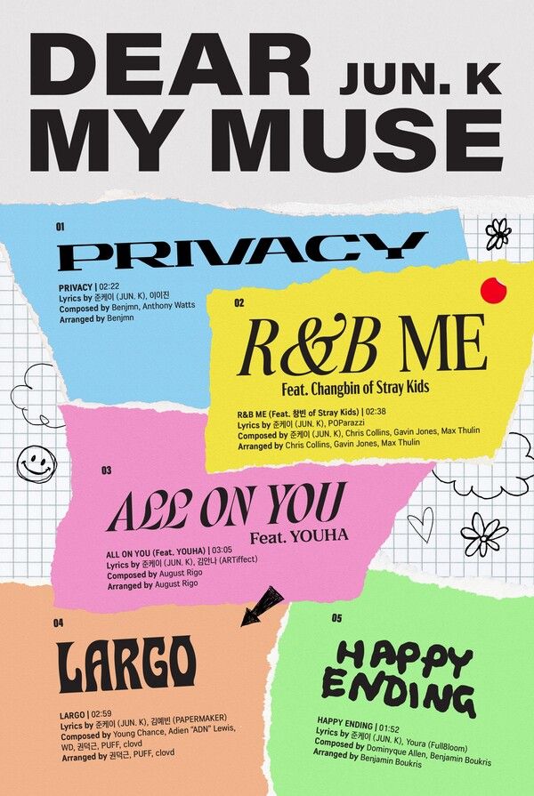 JUN.K 'Dear my muse' 트랙리스트. 사진=JYP엔터테인먼트