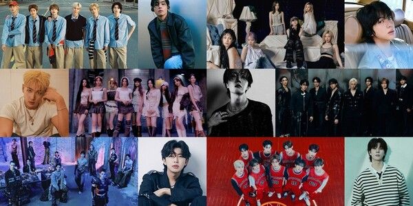 사진=(아티스트명 가나다 순) = JYP엔터테인먼트(니쥬·스트레이 키즈·엔믹스), SM엔터테인먼트(라이즈), 빅히트 뮤직(방탄소년단 뷔·제이홉·진), TEAM 백호(백호), 플레디스엔터테인먼트(세븐틴), 물고기뮤직(임영웅), 쇼플레이엔터테인먼트(정동원), 웨이크원(제로베이스원)