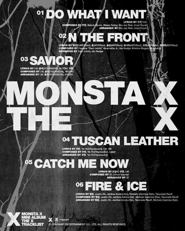 몬스타엑스 '더 엑스' 트랙리스트. 사진=스타쉽엔터테인먼트 제공