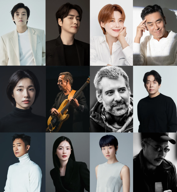 (왼쪽 위부터 시계방향) 강하늘, 이준혁, 장도연, 류승룡, 박지환, 이명세, 이주영,전미도, 조우진, 하영,&nbsp;에릭 세라, 그레고리 마뉴. 사진=제천국제음악영화제