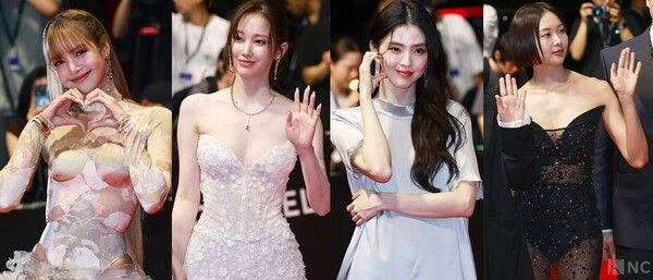 제30회 부산국제영화제 레드카펫에 등장한 리사, 전종서, 한소희, 금새록. 사진=김규빈 기자