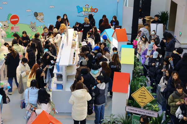 지난 2~3월 중국 베이징에서 열린 보이넥스트도어의 캐릭터 쁘넥도 팝업 현장. 사진=하이브