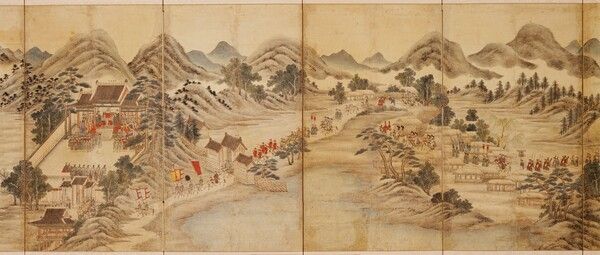 ‘東萊府に到着した日本使節を迎える図’. 写真=国立中央博物館