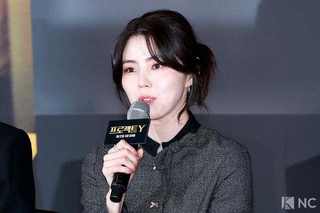 배우 한소희가 8일 오후 서울 송파구 롯데시네마 월드타워에서 진행된 영화 ‘프로젝트 Y’(감독 이환) 언론배급시사회 및 기자간담회에 참석했다. 사진=김규빈 기자