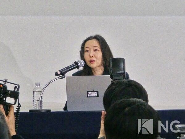 25일 서울 중구 교원종각빌딩 챌린지홀에서는 민희진 오케이레코즈 대표(전 어도어 대표)의 기자회견이 진행됐다.