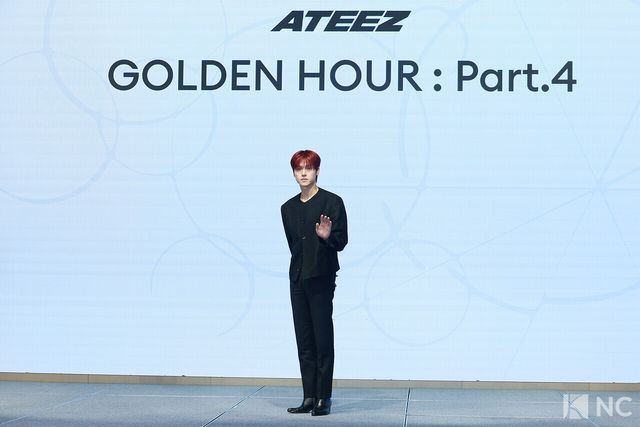 그룹 에이티즈(ATEEZ) 우영이 5일 오후 서울 영등포구 페어몬트 앰배서더에서 진행된 미니 13집 ‘골든 아워 : 파트 4(GOLDEN HOUR : Part.4)’ 발매 기념 기자간담회에서 포즈를 취하고 있다. 사진=김규빈 기자