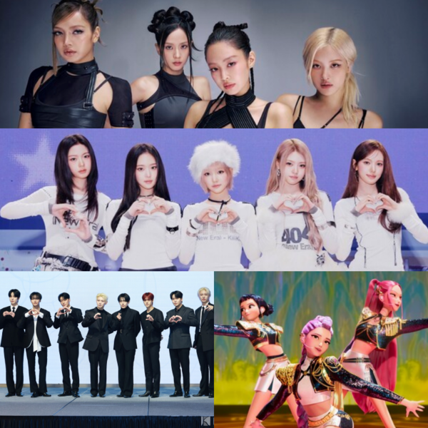 블랙핑크, 키키, 에이티즈, 헌트릭스. 사진=YG엔터, 스타쉽엔터, KQ엔터, 넷플릭스