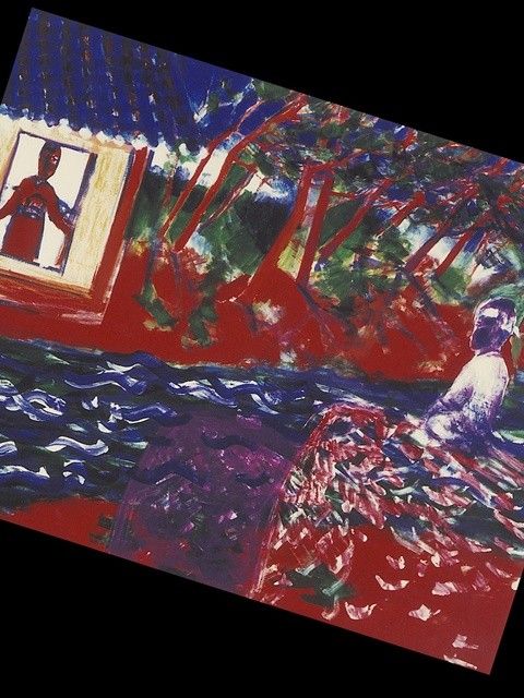 서용선 作 '엄흥도, 노산군' (1990). 밤에 노산군을 바라보고 있는 엄흥도의 마음이 전해진다.=서용선 스튜디오