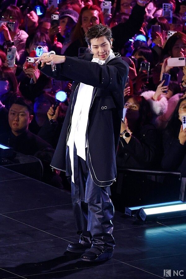 BTS leader RM performs during the comeback stage at Gwanghwamun Plaza. Photo by Korea Online Photojournalists Association Joint Coverage Team.