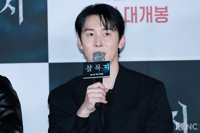 배우 김준한이 24일 오후 서울 용산구 CGV아이파크몰에서 진행된 영화 ‘살목지’(감독 이상민) 언론배급시사회 및 기자간담회에서 소감을 말하고 있다. 사진=김규빈 기자