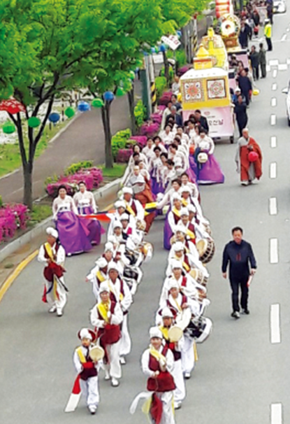 줄다리기 축제 중 농악놀이. 사진=기지시줄다리기보존회