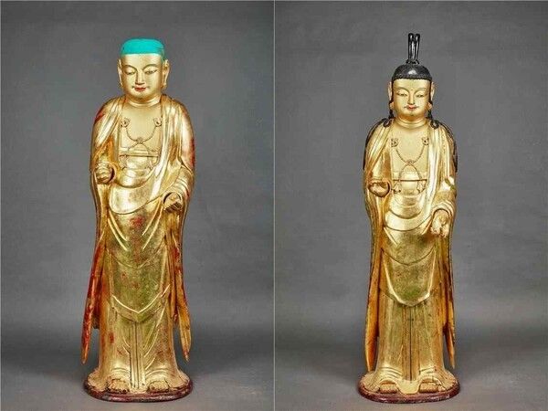 완주 위봉사 목조관음보살입상 및 지장보살입상. 사진=국가유산청