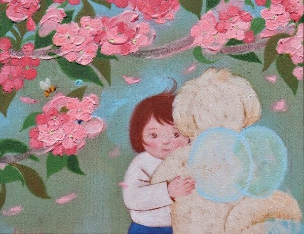 Hug(산이), 34.8x27.3cm, 리넨에 아크릴 채색, 2026