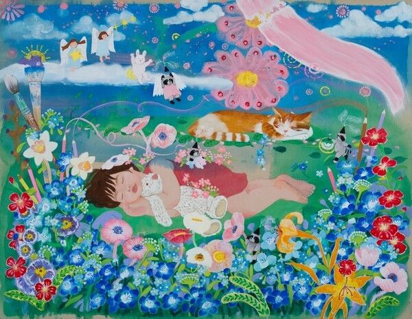꿈결, 112x145.5cm, 리넨에 아크릴 채색, 2023