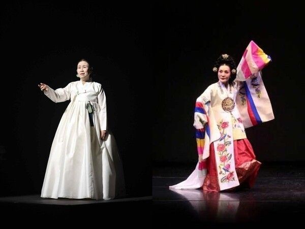 Cast members Kim Gwang-suk and Yang Seong-ok in “San Hwa Bi.” Photo by National Intangible Heritage Center.