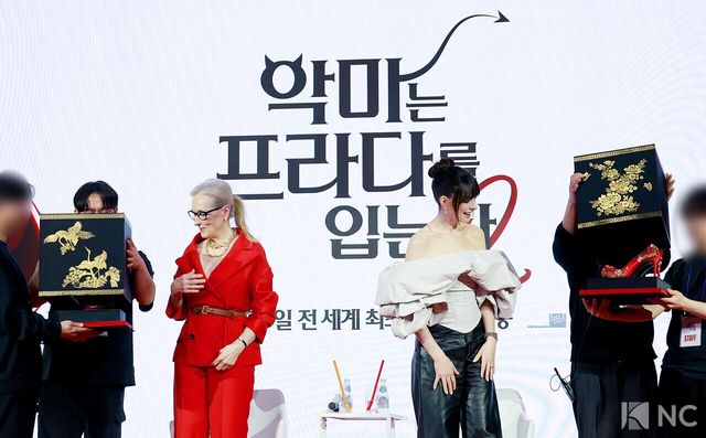 배우 메릴 스트립, 앤 해서웨이. 사진=김규빈 기자