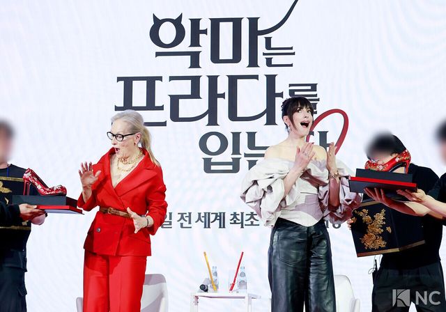 배우 메릴 스트립, 앤 해서웨이. 사진=김규빈 기자