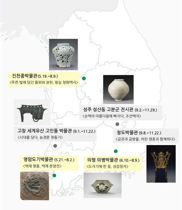 2026 National Treasures on Tour exhibition locations. Photo by National Museum of Korea.