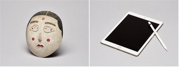 Mask, 1977, Yonsei University Archives Collection / iPad Pro, 2010s, Private Collection. Photo by Seoul Metropolitan Government.