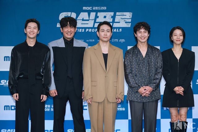 배우 이학주, 허성태, 오정세, 신하균, 김신록. 사진=김규빈 기자