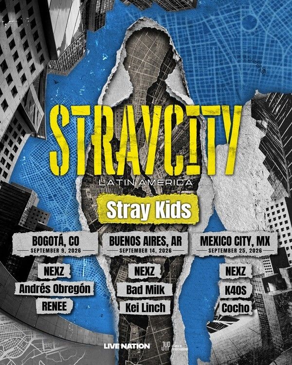 STRAYCITY, a new Latin American music festival headlined by Stray Kids, will make its debut this September. Photo by Live Nation, JYP Entertainment.