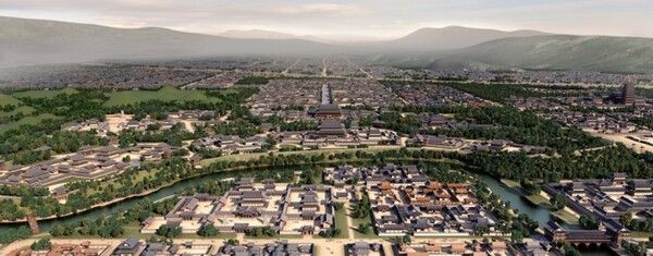 Silla Royal Capital reconstruction rendering. Photo by Gyeongju City.