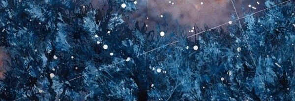 우이진_신호수의 숲_알루미늄 패널에 분채, 석채, 래커,_112.2×324.4cm_2025