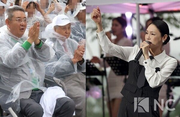 '더헤븐·차지연 콘서트'를 관람하는 김장환 극동방송 이사장, 권모세 더헤븐리조트 회장. 사진=뉴스컬처&nbsp;&nbsp;