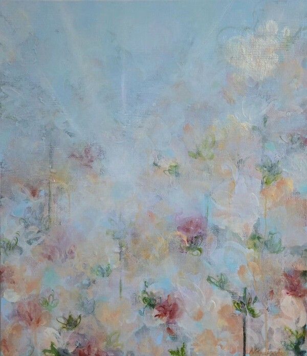 Quietly Blooming Memory, 2026, acrylic on canvas, 53 × 45 cm.