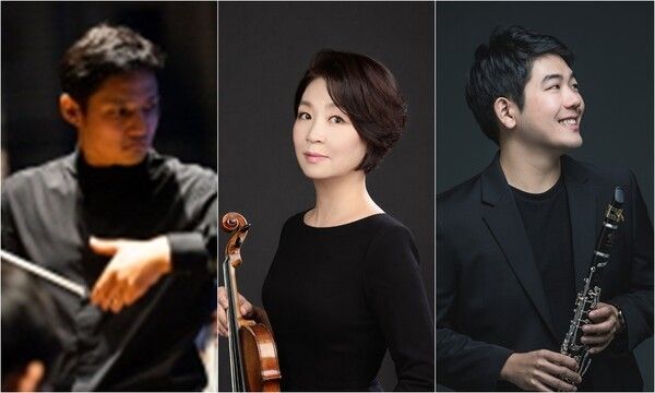지휘 안두현, 바이올린 채유미, 클라리넷 김상윤. 사진=예술의전당