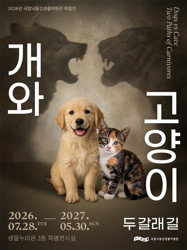 특별전 ‘개와 고양이: 두 갈래 길’ 포스터. 사진=국립낙동강생물자원관