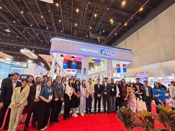 The KTO’s promotional booth at OTM 2026 in India. Photo courtesy of the Korea Tourism Organization